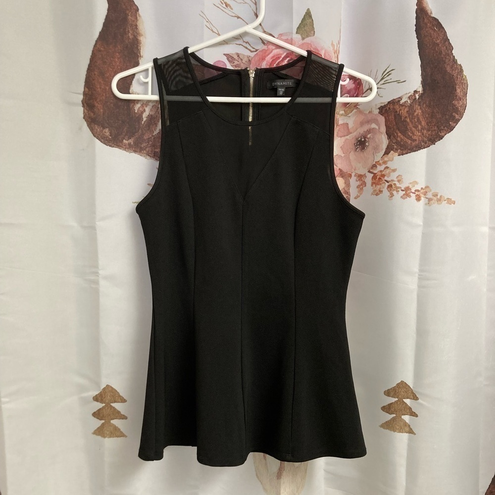 XS peplum Dynamite top with sheer details​​​​​​​​​​​​